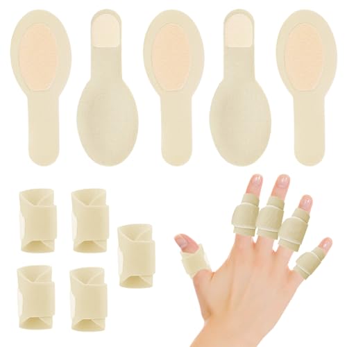 MAYCREATE® Castor Oil Finger Wraps Hook and Loop Adjustable Finger Splint Joint Sleeves for Pain Relief Arthritis Breathable Lycra Fabric Castor Oil Wraps Pack of 10