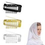 MAYCREATE Chunni Dupatta Fixing Clips for Saree and Shawl with Secure Pin Design | 3Pcs Stainless Steel in Silver Gold & Black