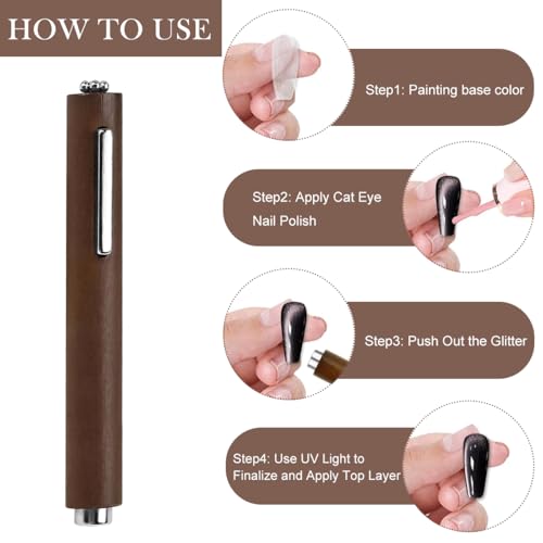 MAYCREATE® 3 In 1 Magnetic Nail Polish Pen Multifunctional Magnet Cat Eye Nail Polish Tool Upgraded 3D Cateye Nail Gel Nail Art Strong Magnet Home Salon