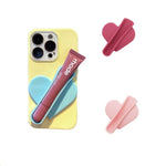 MAYCREATE® 3 PCS Heart Shape Lip Gloss Holder Phone Case, Lipstick Holder