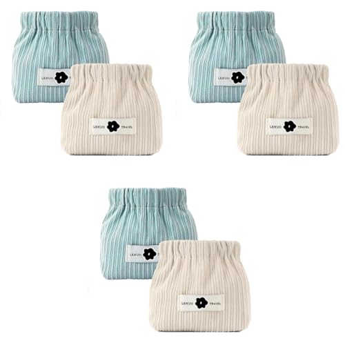 MAYCREATE® 6pcs Small Makeup Pouch Corduroy Coin Pouch Lipstick Bag Mini Jewelry Storage Pouches for Women Girls Easy Squeeze Open Portable Travel Organizer