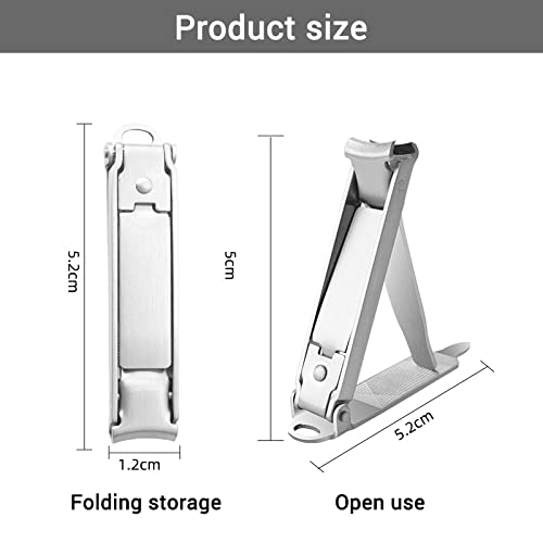 MAYCREATE Nail Clippers for Travel with 1.2×5.2 cm Foldable Design and Leather Cover | Stainless Steel Cutter with Built in Nail File