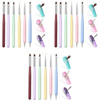 MAYCREATE® Professional 3PCS Nail Art Brush Set Salon Quality Detailing Kit with 2-in-1 Striping Dotting Tool Flat Brush for Acrylic Gel Nails DIY Extension Design