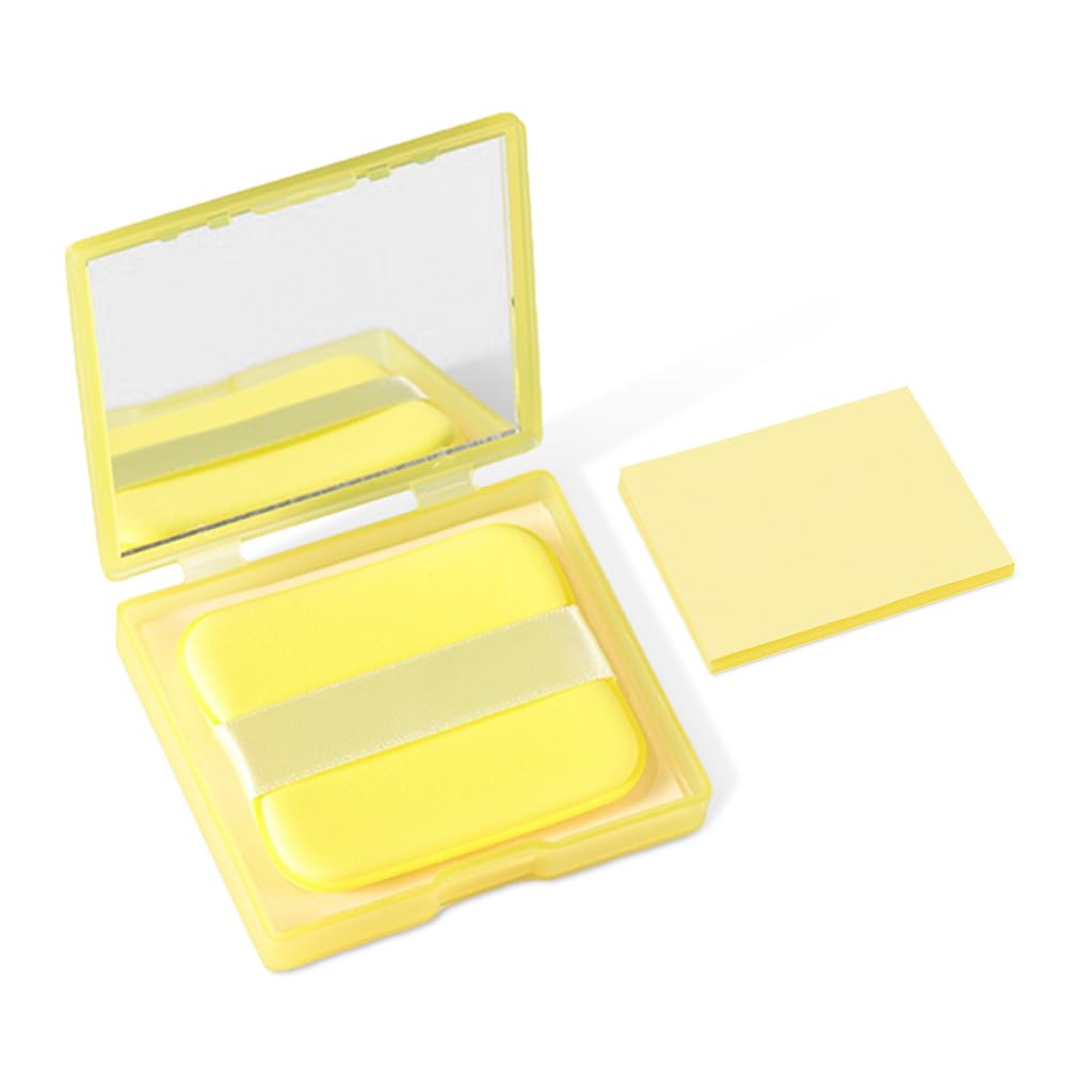 MAYCREATE Blotting Paper for Oily Skin with Built in Mirror and Puff | 200pcs Natural Linen Sheets