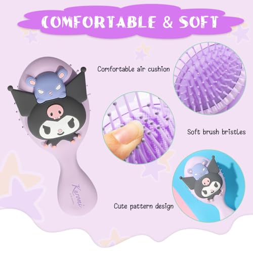 MAYCREATE® Hair Brush for Girls Kuromi Paddle 5.3 Inches Kids Detangler Toddler Hair Brushs Oval Scalp Massager Cartoon Comb for Baby Girl