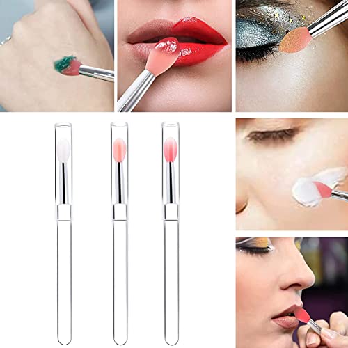 MAYCREATE® 6PCS Lip Brush for Lipstick Reusable Silicone Applicator with Cover Retractable Scrub for Gloss Cream Masks Applying Makeup Tools