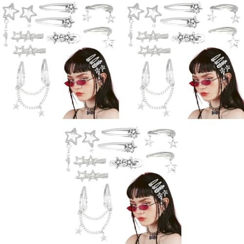 MAYCREATE® 30PCS Hair Clips for Girls Women Y2K Accessories Cute Metal Star Pins Fashion Style Barrettes Gifts Korean Stylish Punk