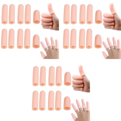 MAYCREATE® 10pcs finger protection Gel Finger Support Protector Gloves Gel Finger Cots Covers for Trigger Hand Eczema Cracking Arthritis Apricot one size X 3
