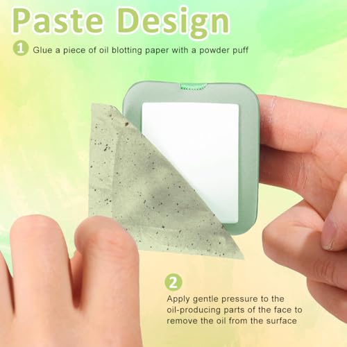 MAYCREATE® 300PCS Face Oil Blotting Paper for Oily Face, Natural Oil Absorbing Sheets for Face, Portable Bamboo Carbon Linen Face Wipes for Oily Skin, Built-in Mirror & Powder Puff Pad