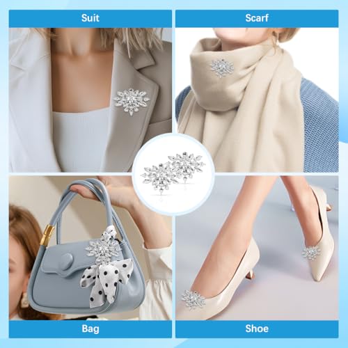 MAYCREATE® 6PCS Shoe Clips Charms for Women Crystal Rhinestone Decoration Detachable Buckle Bridal Wedding Prom Party High Heels Accessories