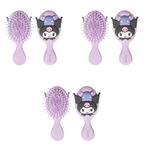 MAYCREATE® Toddler Hair Brush for Girls Kuromi Paddle 5.3 Inches Kids Detangler Oval Scalp Massager Cartoon Comb 3 PCS
