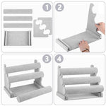 MAYCREATE® Bracelet Holder Organizer 3-Tier Jewelry Display Stand for Watch Bangle Detachable Velvet Desk Storage Showcase Rack Grey 2PCS