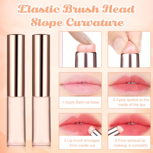 MAYCREATE® 6PCS Silicone Lip Applicator, Silicone Lip Brush, Silicone Brush for Lipstick Lip Balm, Concealer Applicator with Dustproof Cap for Lip Gloss, Lip Tint, Lip Mask - Pink