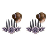 MAYCREATE® Hair Clips for Women Flower Comb Pins Slide Girls Crystal Barrettes Bridal Charm Accessories 1Pc Dark Purple 2PCS