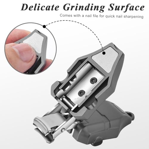 MAYCREATE Folding Nail Clipper with Filer Heavy Duty Nail Clipper for Thicken Nail Travel Nail Trimmer with Key Chain & Storage Box Creative Design Nail Cutter