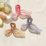 MAYCREATE 3Pcs Claw Clips for Women Aesthetic Colorful Bow Hair Clips for Girls Women Boho Large Hair Clutches Sweet Acrylic Claw Clips for Long Thin Thick Hair Cute Hair Accessories for Women