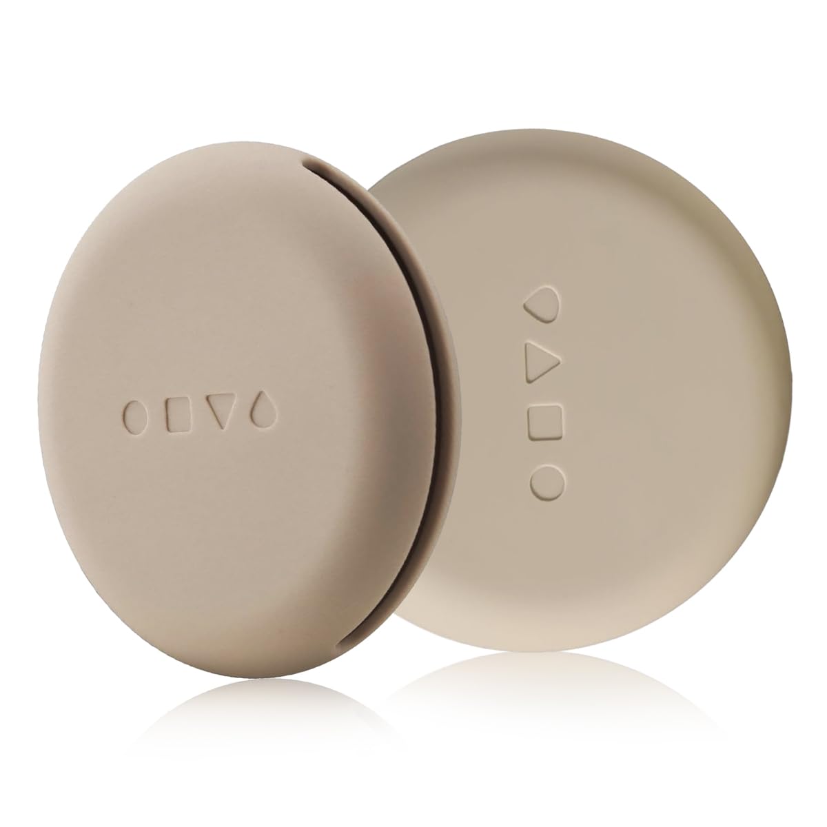 MAYCREATE Silicone Powder Puff Holder for Travel with Squeeze Open Design 75x62mm | Khaki Storage Case