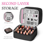 MAYCREATE® Nail Polish Organizer Box Travel Makeup Bag with Handle Double-Layer Art Tools for 30 Bottle Portable Large Capacity Carrying Case 3 PCS