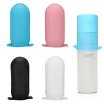 MAYCREATE Travel Bottle Cap Sleeves for Toiletries with Leak-Proof Seal and Elastic Silicone | Set of 4