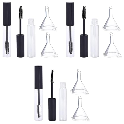 MAYCREATE® 10ml Empty Mascara Tube Wand Container Bottle for Castor Oil Brush Kit Combo with Funnels Mascara Eyeliner For Women Travel (Including 2 Mascara Tubes 2 Funnels) 3 PCS