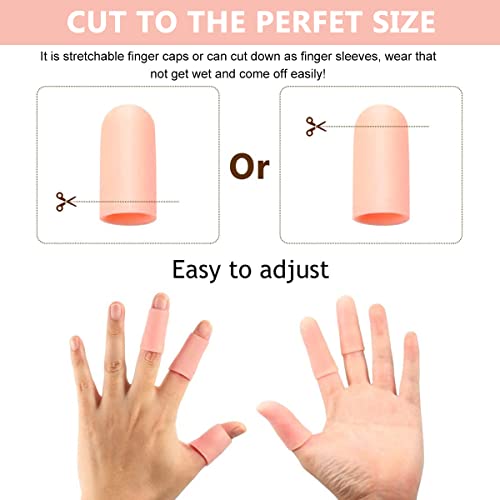 MAYCREATE® 10pcs finger protection Gel Finger Support Protector Gloves Gel Finger Cots Covers for Trigger Hand Eczema Cracking Arthritis Apricot one size X 3