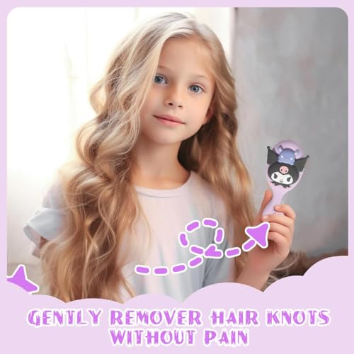 MAYCREATE® Hair Brush for Girls Kuromi Paddle 5.3 Inches Kids Detangler Toddler Hair Brushs Oval Scalp Massager Cartoon Comb for Baby Girl