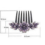 MAYCREATE® Hair Clips for Women Flower Comb Pins Slide Girls Crystal Barrettes Bridal Charm Accessories 1Pc Dark Purple 2PCS