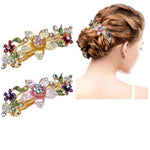 MAYCREATE® 2Pcs Floral Hair Clips for Women Rhinestone Hair Barrettes 5 inch Hair Clips Sparkling Rhinestone Embellishment Hair Barrettes French Hair Barrettes Hair Accessories Mother's Day Gift