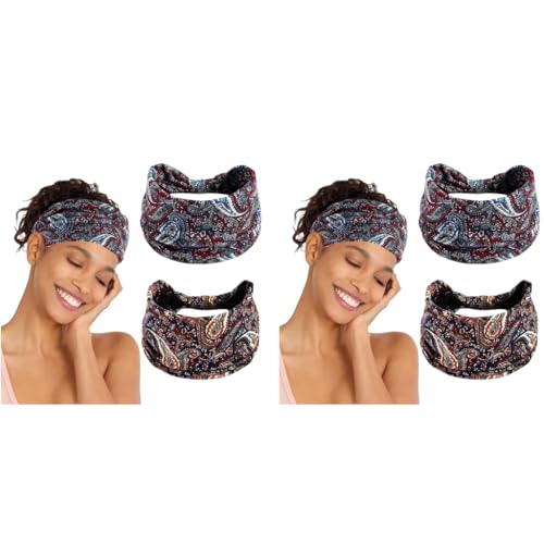 MAYCREATE® 4PCS Fashion Sport Headbands for Women Moisture Wicking Stretchy Pre Tie Running Hairbands Quick Drying Boho Stylish Bands for Yoga Jogging