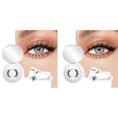 MAYCREATE® 1Pair Magnetic Eyelashes Natural Look Reusable Cat Eye Lashes with Applicator Kit without Eyeliner Wispy Clear Band False No Glue Needed 2 PCS