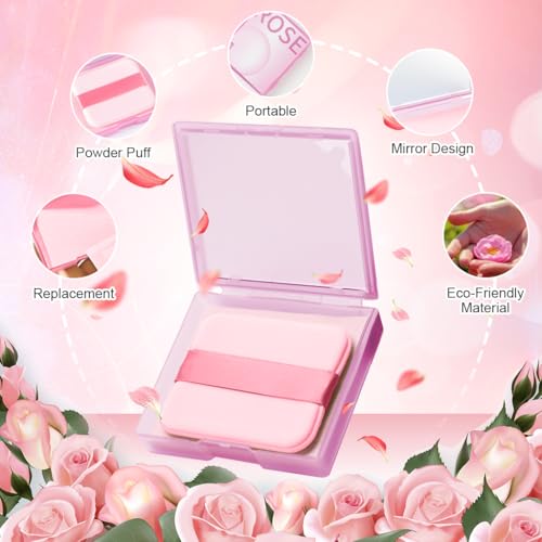 MAYCREATE® 200PCS Blotting Paper for Oily Face Oil Absorbing Sheets Natural Rose Travel Compact Wipes with Mirror Puff for Men Women