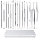 MAYCREATE® Blackhead Remover Tool Kit Pore Cleaning Tools, 15pcs Stainless Steel Blackhead Remover Tool Kit for Pimples, Blackheads, Whiteheads, Zit, Deep Pore Cleaning Tool with Storage Box
