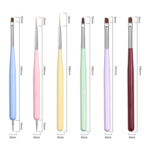 MAYCREATE® Professional 3PCS Nail Art Brush Set Salon Quality Detailing Kit with 2-in-1 Striping Dotting Tool Flat Brush for Acrylic Gel Nails DIY Extension Design