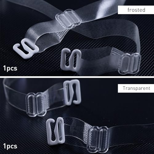 MAYCREATE® 2 Pairs Clear Bra Straps Invisible Replacement Adjustable Invisible Clear Bra Straps 1.2cm Width for Off Shoulders, Evening Dress