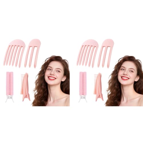 MAYCREATE® Hair Volume Clip 8PCS Volumizing Comb Root Clips for Curly Roots at Top Root Lifting Fluffy Volumizer Tool Light Pink