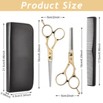 MAYCREATE® 2Pcs Hair Scissors Professional Stainless Steel Hair Straight Scissors & Thinning Scissors Starter's Essential Hair Scissors Kit Buttery Smooth Cutting Scissor with Carry Bag