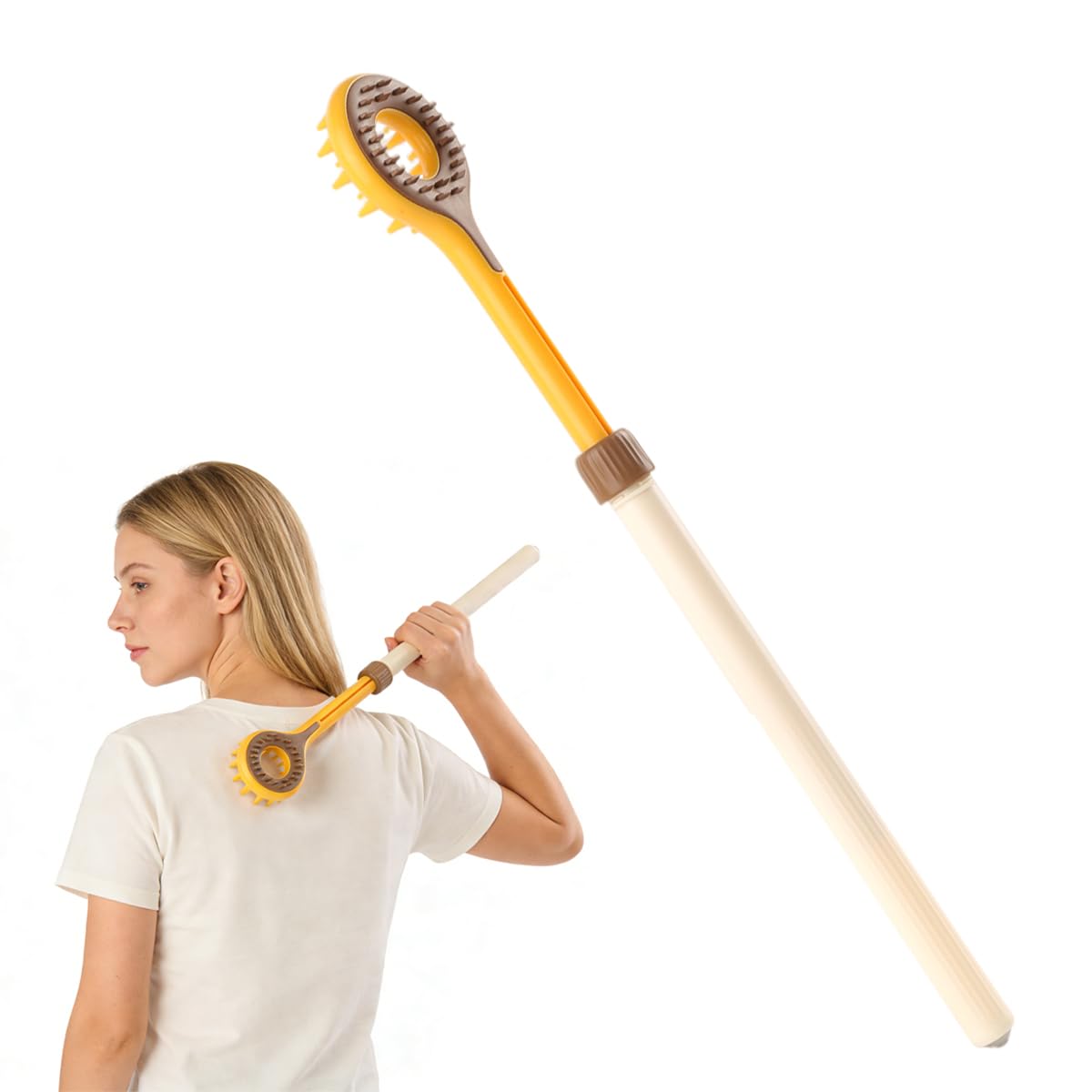 MAYCREATE® Extendable Back Scratcher stick with Bottom Massage Beads, Double Sided Itch Reliever Telescopic Backscratchers, Effortless Expandable Deep Soothing Scratch