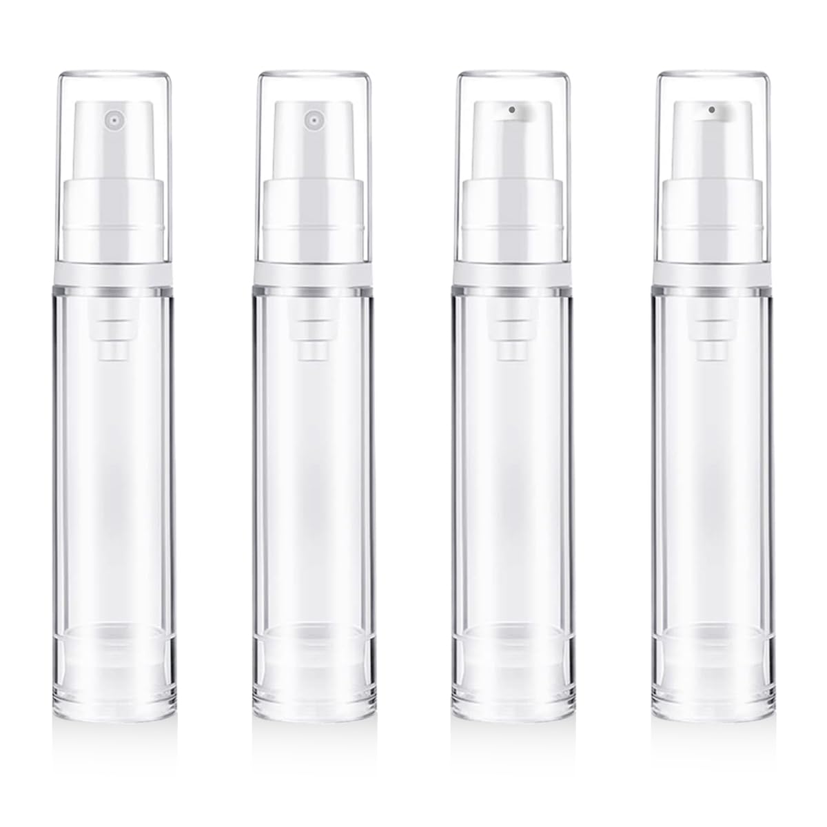 MAYCREATE Travel Bottles for Toiletries with Leak Proof Airless Pump | 4Pcs 10ml Refillable Set