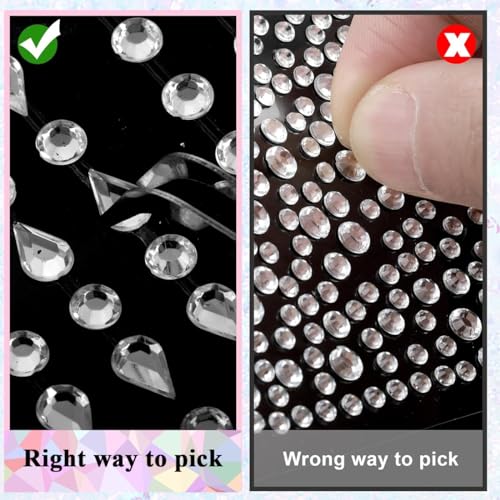 MAYCREATE® 4 Sheet Face Gems Rhinestones Pearl Stickers Kit for Makeup with Tweezer Self-Adhesive Glitter Color Festival Jewels Hair Crafts Nail Art Clothes Making 2 PCS