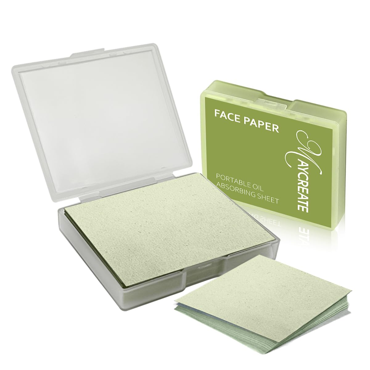 MAYCREATE® 300Pcs Face Oil Blotting Paper Natural Green Tea Carbon Linen Oil-absorbing Sheets for Oily Skin, Portable Oil Absorbing Sheets for Men and Women