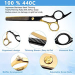 MAYCREATE® Professional Hair Cutting Scissors Kits Stainless Steel Dressing Barber Kit Straight Shears Teeth Thinning Tools with Bag for Home Salon 2 PCS