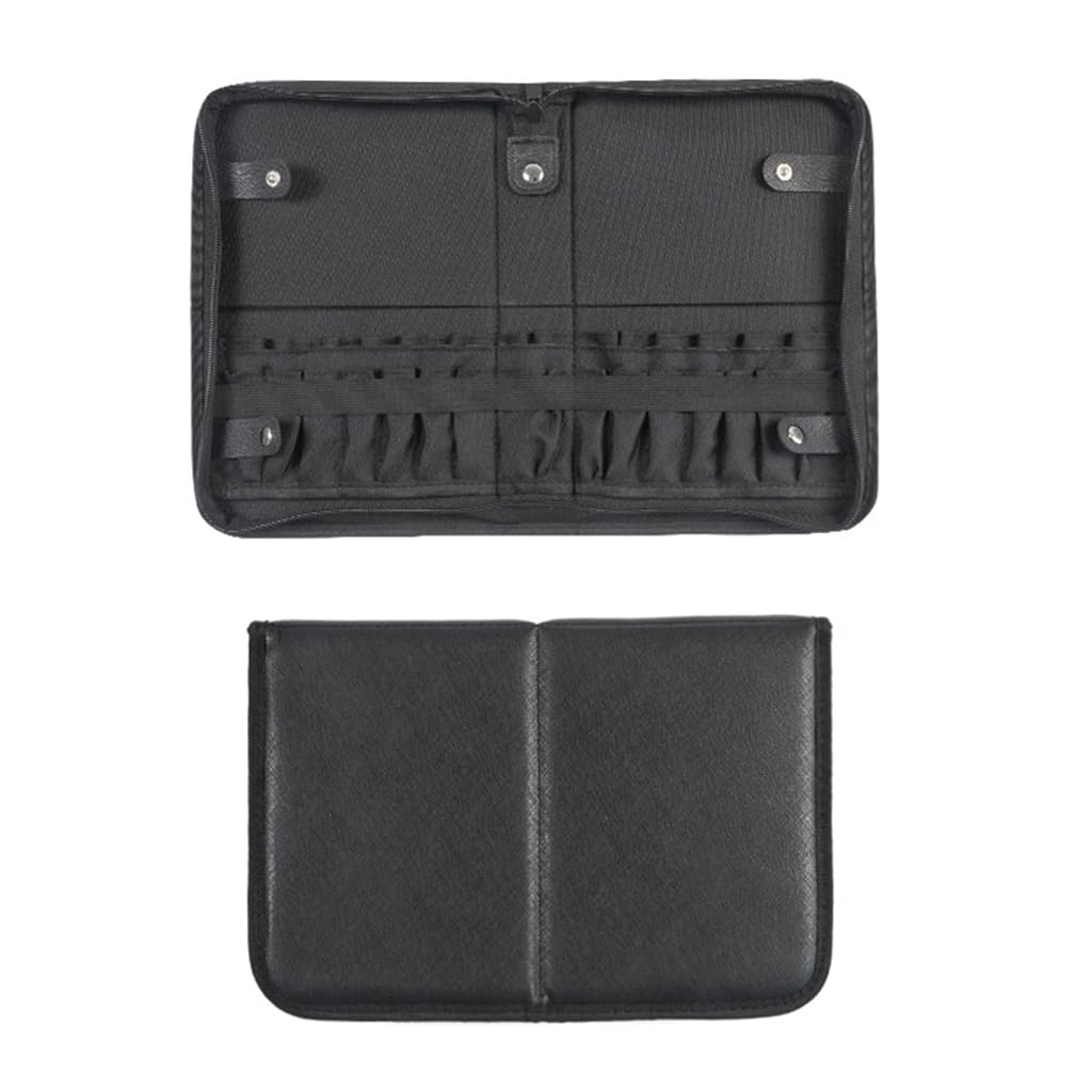 MAYCREATE Makeup Brush Holder Bag for Travel with 29 Elastic Sleeves and Full Open Zipper Design | PU Case Storage Organizer