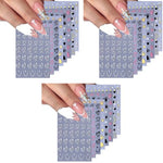 MAYCREATE® 8 Sheets Heart Nail Stickers Decals for Women Girls Art Self-Adhesive Black White Pink Graffiti Patterns Elegant Designs Accessories 24 PCS