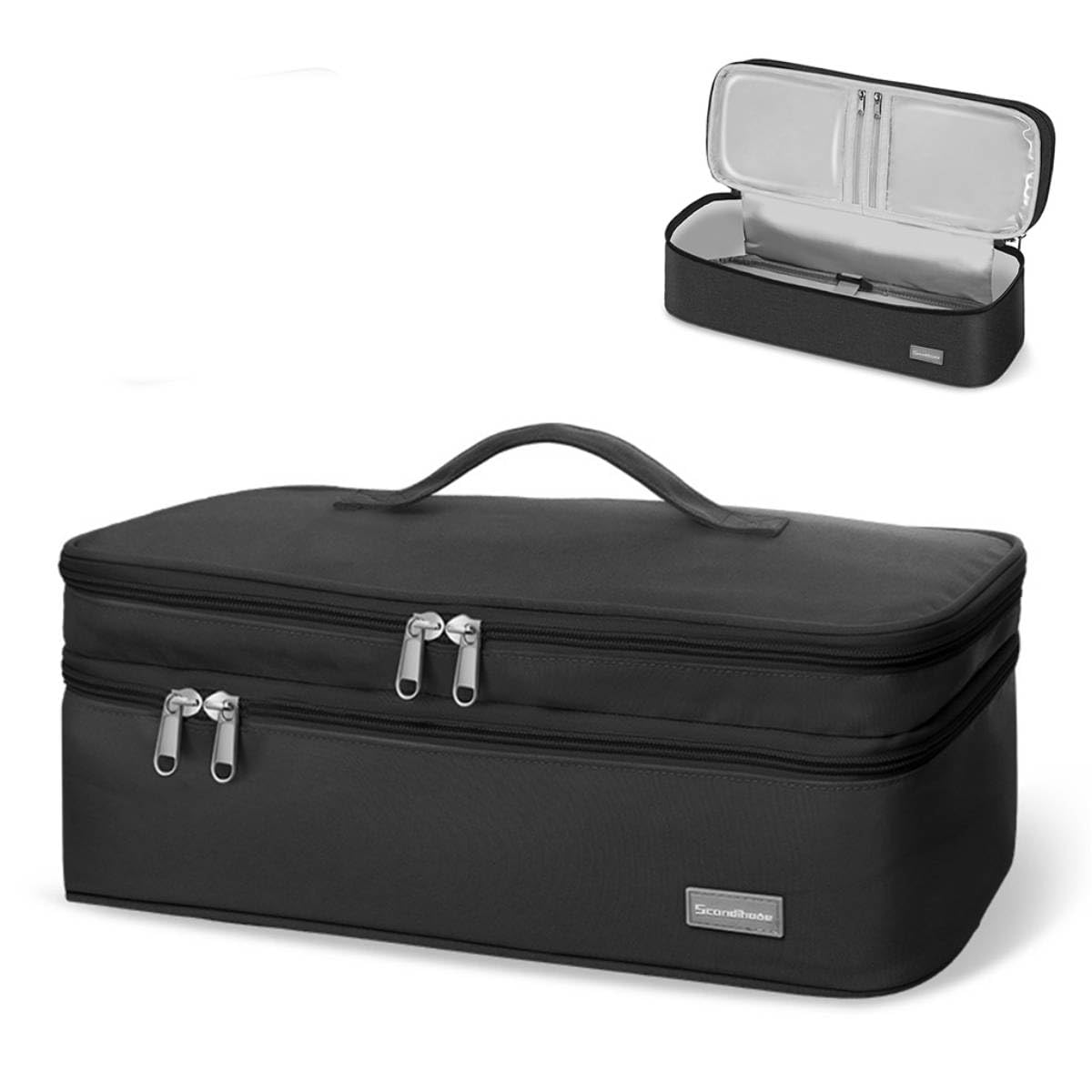 MAYCREATE Travel Carrying Case for Dyson Airwrap with Double Layer Design and 40x14x15cm Size | Black Polyester Storage Bag