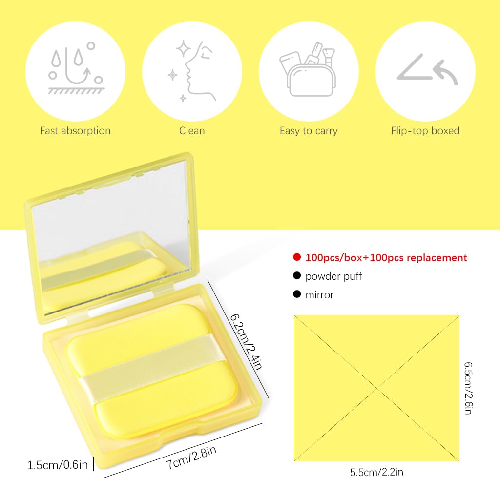 MAYCREATE® Blotting Paper for Oily Skin, 200pcs Face Oil Blotting Paper Oil Sheets Kit, Mango Natural Carbon Linen Oil Absorbing Paper for Face, Built-in Mirror & Powder Puff for Women and Men