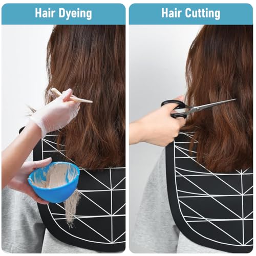 MAYCREATE® 2Pcs Silicone Waterproof Hair Dye Shawl & Cutting Collar, Flexible Fit with Guiding Lines, Hair Catcher Cutting Mat for Barbers & Stylists, Non-Irritating Salon Tools