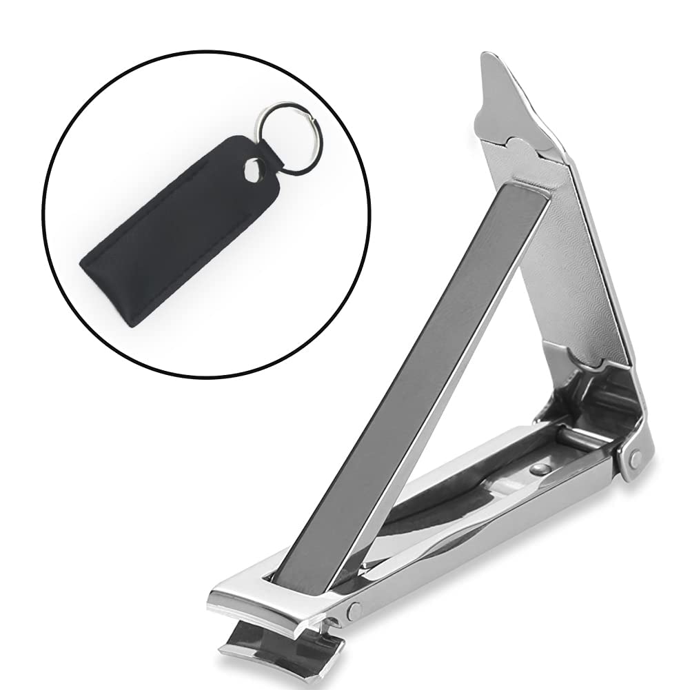 MAYCREATE Nail Clippers for Travel with 1.2×5.2 cm Foldable Design and Leather Cover | Stainless Steel Cutter with Built in Nail File