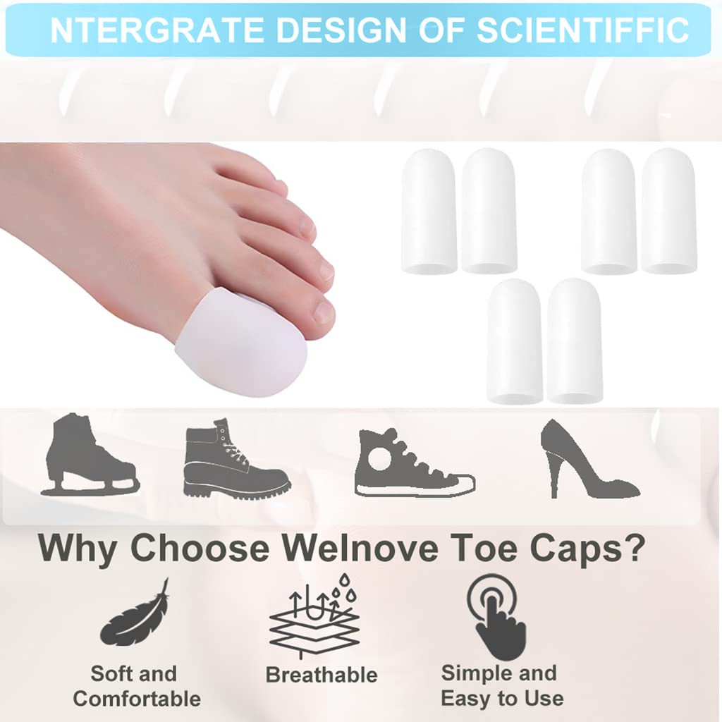 MAYCREATE Toe Separator for Big Toe Pain Relief with 3 Pairs 2 in Silicone Gel Caps | Prevent Blisters and Corns