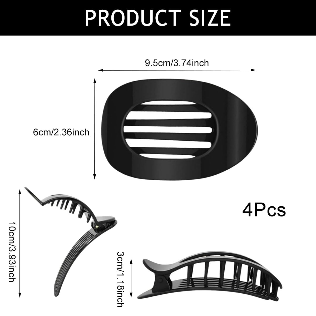 MAYCREATE Womens Hair Claw Clips for Half-Up Styles with Round Duckbill Design | 4Pcs Acrylic Set