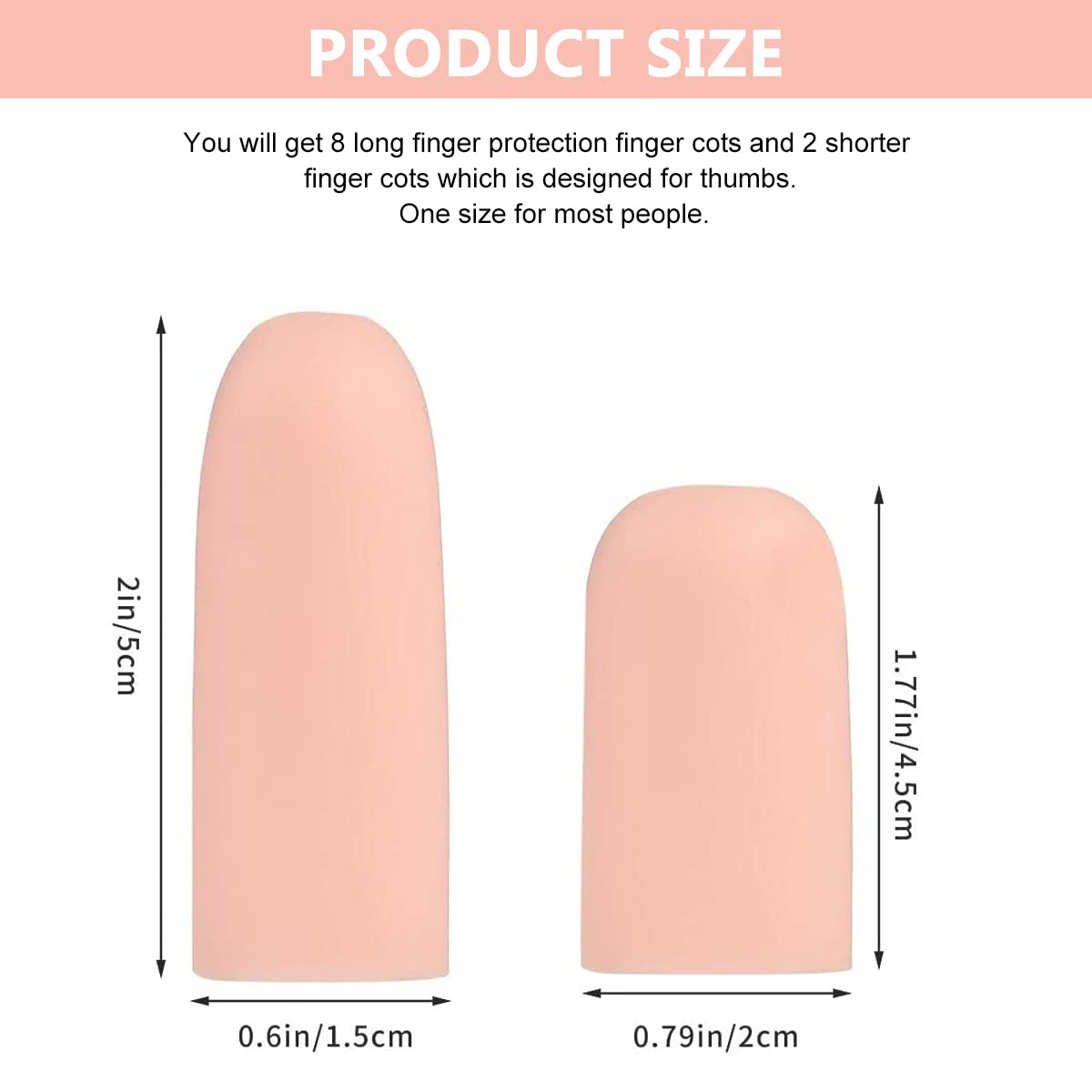 MAYCREATE Gel Finger Protector Gloves for Trigger Finger and Eczema | 10pcs Soft Silicone Apricot Set